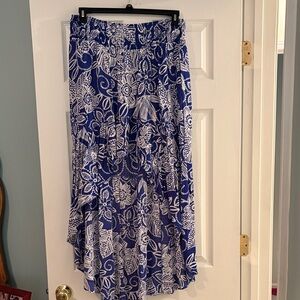 by & by High Low Floral Skirt in Blue and White